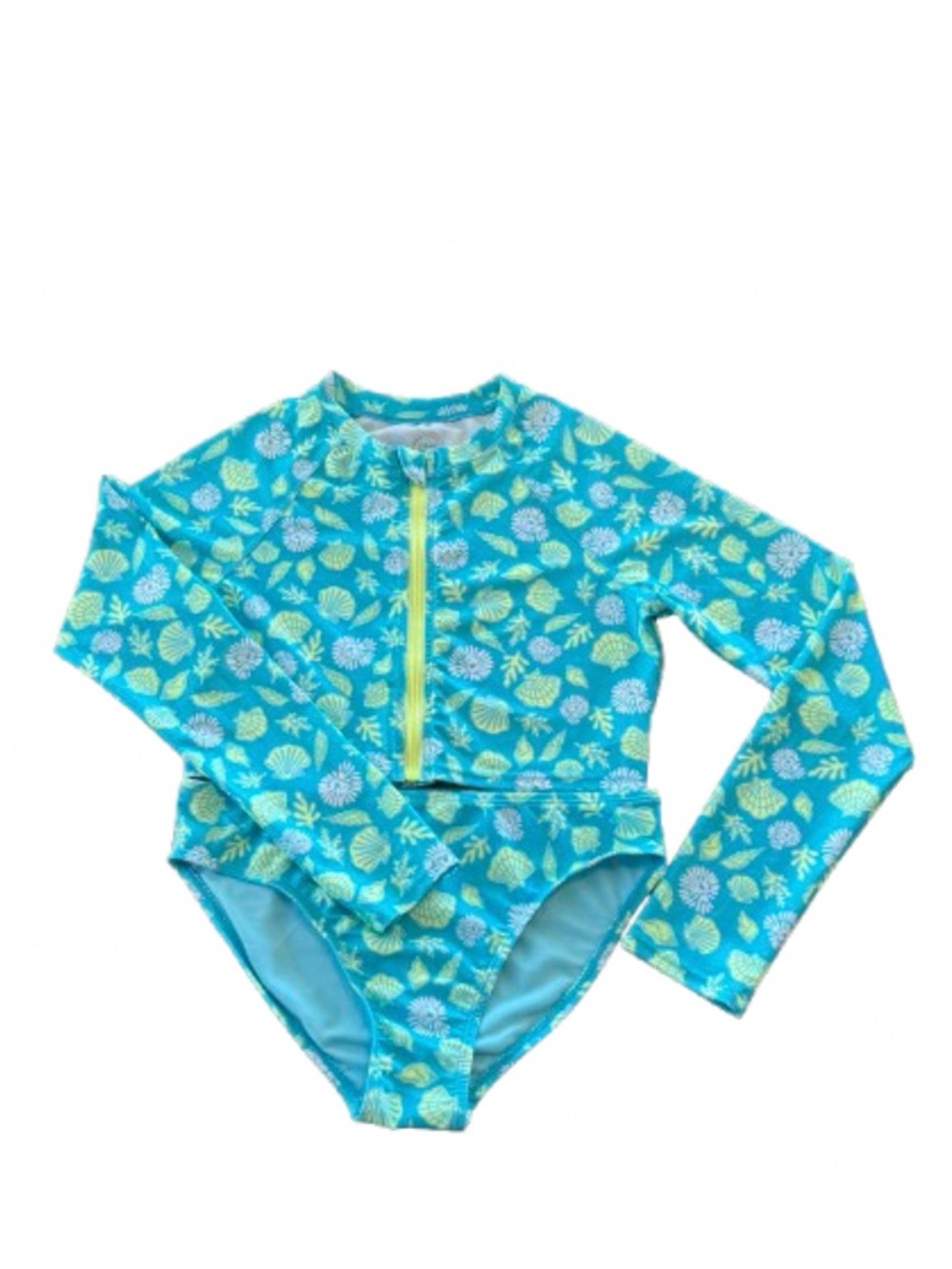 Girls Zip Up Long Sleeve Swimsuit 2 Piece